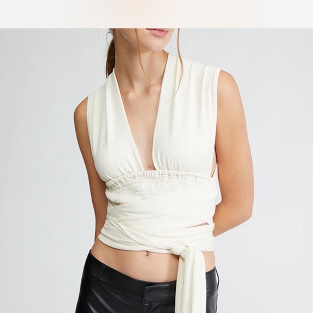 WeWoreWhat Cream Wrap Tank Top